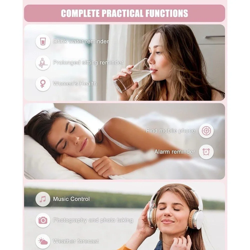 Fitness Tracker, Smart Watch for Women Men with 24/7 Heart Rate/Blood Pressure..